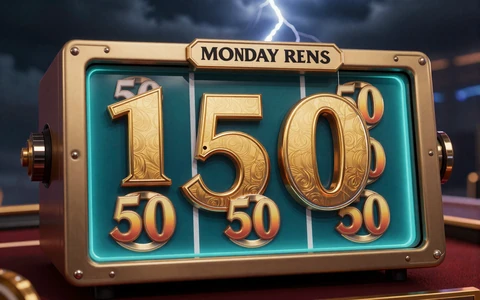 T&uuml;rkise Slot-Walze mit goldener 50 als Symbol f&uuml;r die Montags-Freispiele bei OnlySpins