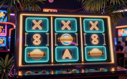 Leuchtendes Free-Spins-Walzenmotiv in T&uuml;rkis und Gold f&uuml;r den OnlySpins Free Spins Friday