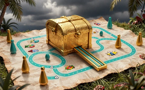 Goldene Schatzkarte mit Plinko-Motiv als Symbol f&uuml;r die Donnerstags-Freiwetten bei OnlySpins