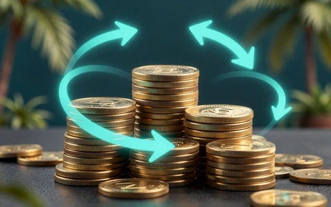 Goldm&uuml;nzenstapel mit t&uuml;rkisen Reload-Pfeilen als Symbol f&uuml;r den w&ouml;chentlichen OnlySpins Reload-Bonus